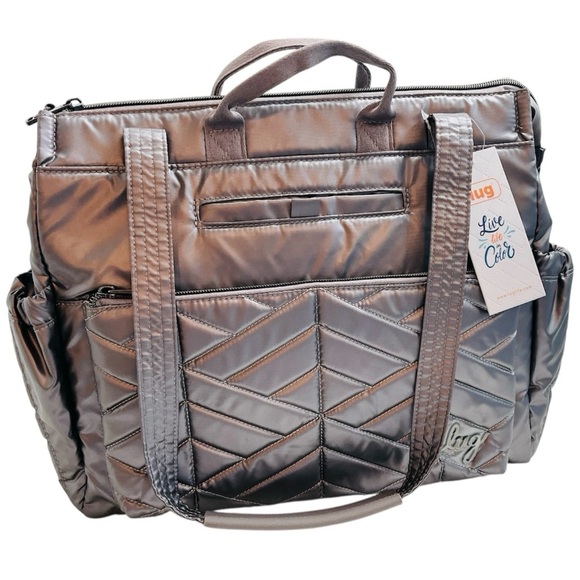 Lug Soprano Tote Bag Metallic Pearl Baby Diaper Briefcase Academia City XL Purse - Picture 1 of 13